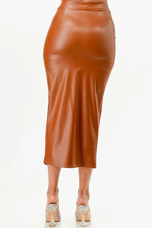LA SCALA Long PU leather Pencil Skirt